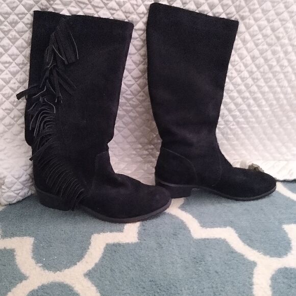 Roper 7.5 suede black boots w fringe - Picture 7 of 7